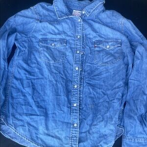 Levi's Classic Fit Denim Shirt womens button down size large classic fit